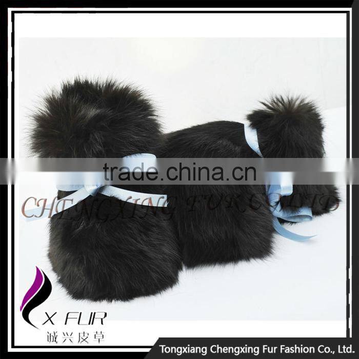 CX-SHOES-07 New Products Genuine Rabbit Fur Cute Baby Shoes