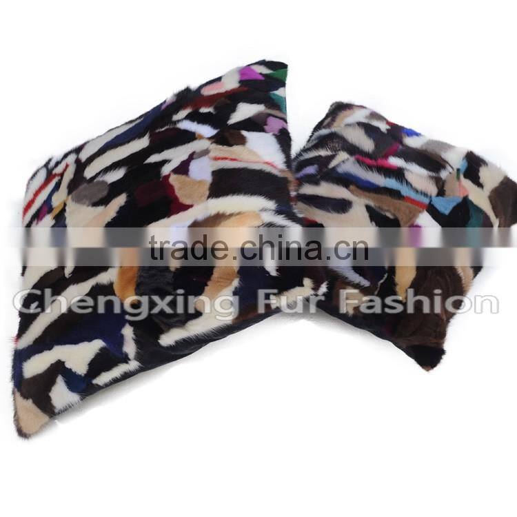 CX-D-81 Home Decoration Pillow Patchwork Mink Fur Cushion & Pillow Cover