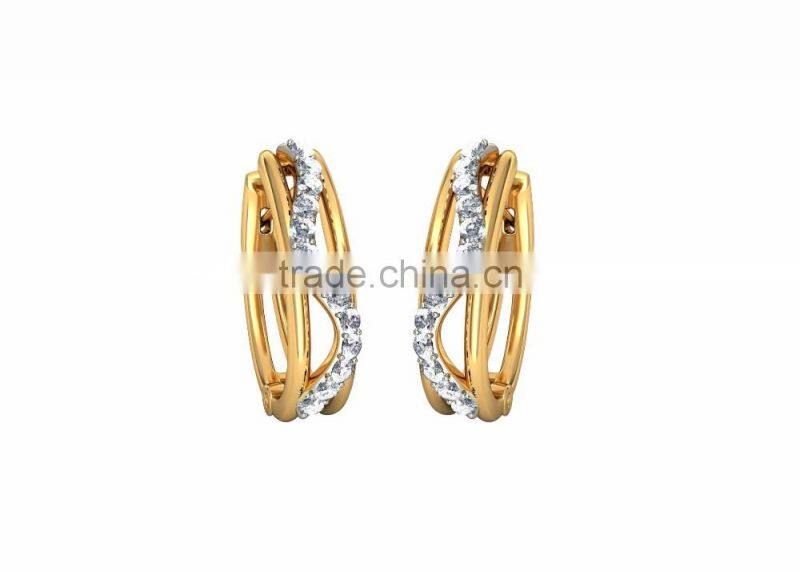 Stylish Zirconia Gold Plated Hoop Earrings