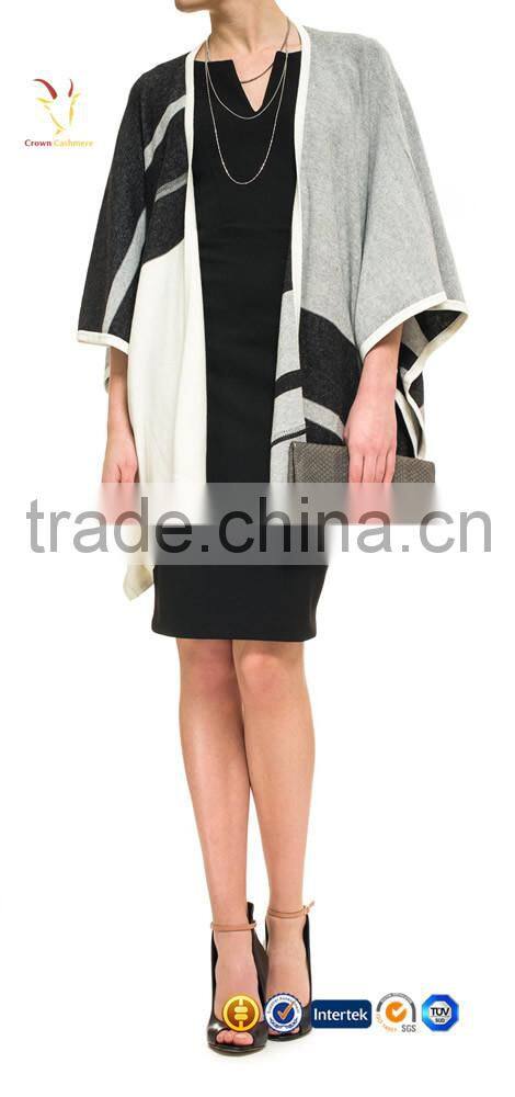 Women Knitted Pattern Fashion Cashmere Poncho Shawl