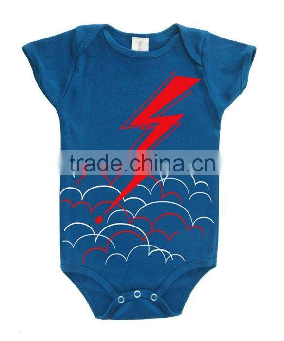 wholesale 100% organic baby onesie lightning printed