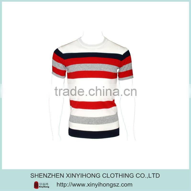 Plus Size Natural Cotton Stripe Short Sleeve Knitwear Fabric
