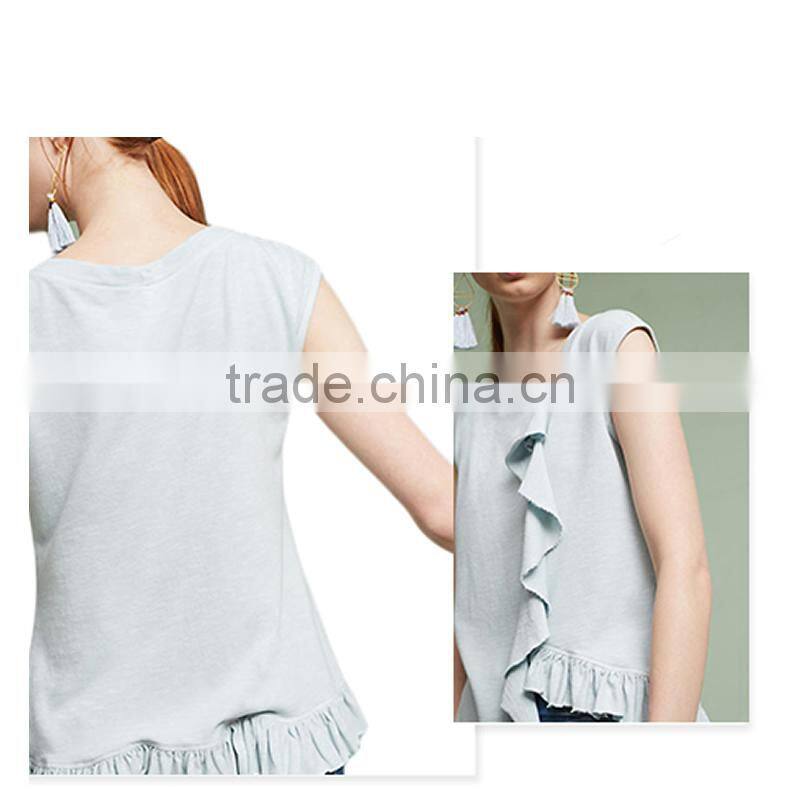 2017 Fashion women patchwork solid Sleeveless T-shirt