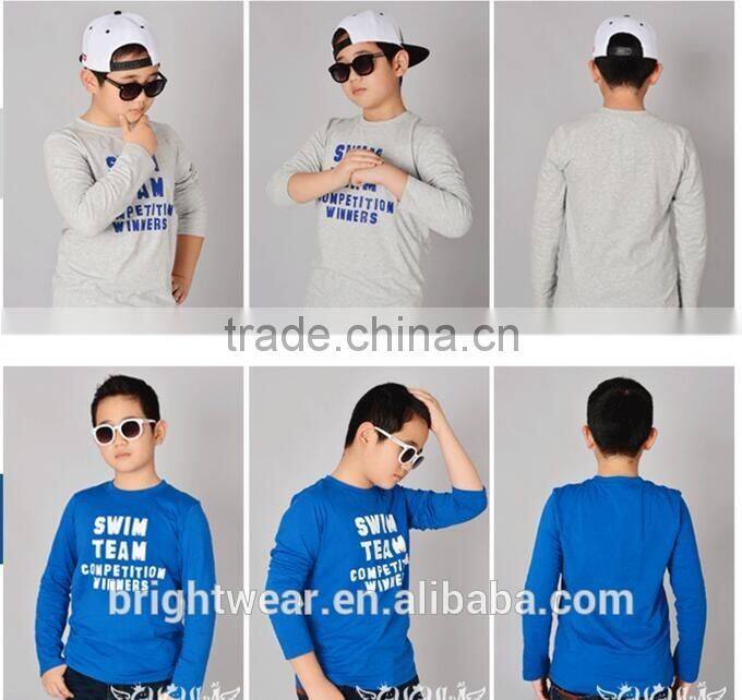 100% cotton boy's long sleeve t-shirt bottoming shirt under shirt basic style simple style
