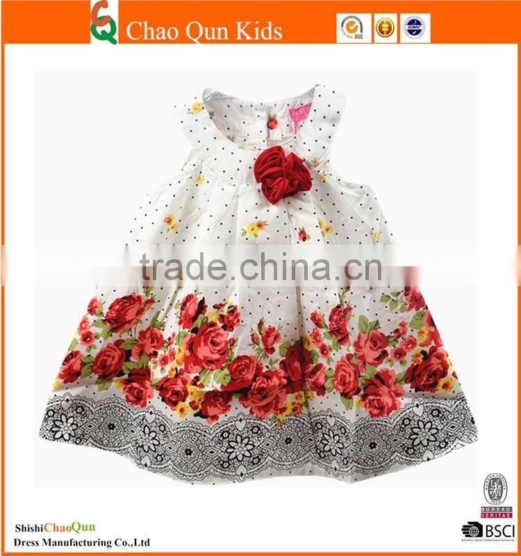 Adorable flower print baby girl's wedding dress with floor length