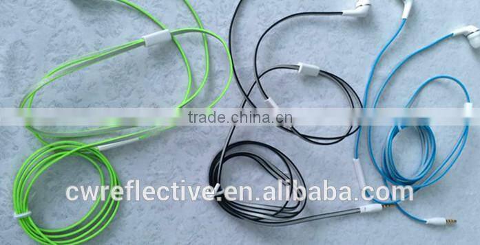 glow in the dark fashionable safety reflective light headphone line for stereo headset