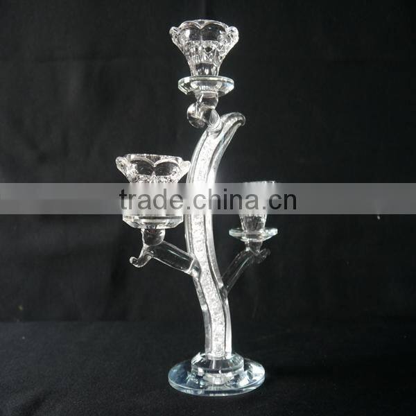 New Design K9 Crystal Candle Holder,3Tips Crystal Votive Candle Holder For Wedding Or Home Decoration