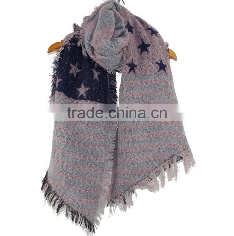 Fashion EU Stars and Stripes Winter Women Scarf and Shawl 2017