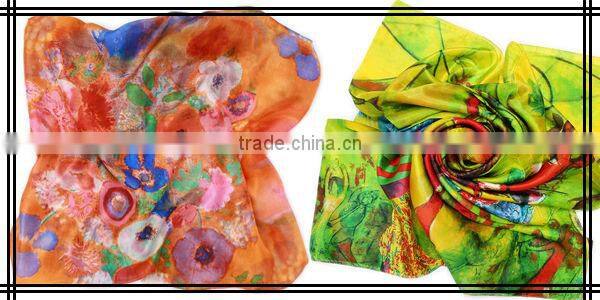 Flower Printed 110cm*110cm Square Chiffon Fashion Shawl