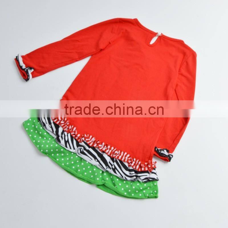 Children christmas clothes red santa claus top with red ruffle pants girl christmas costumes kids outfits