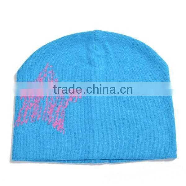 winter warm korea style 100%cotton cute boys&girls big five star pattern knitted beanie hat for baby
