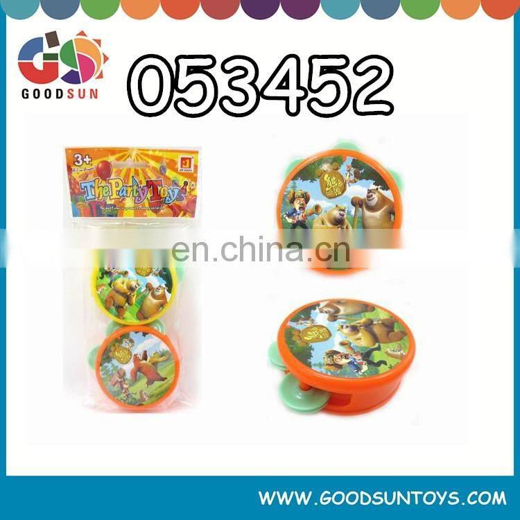 Promotional musical instrument tambourine with cartoon picture for children