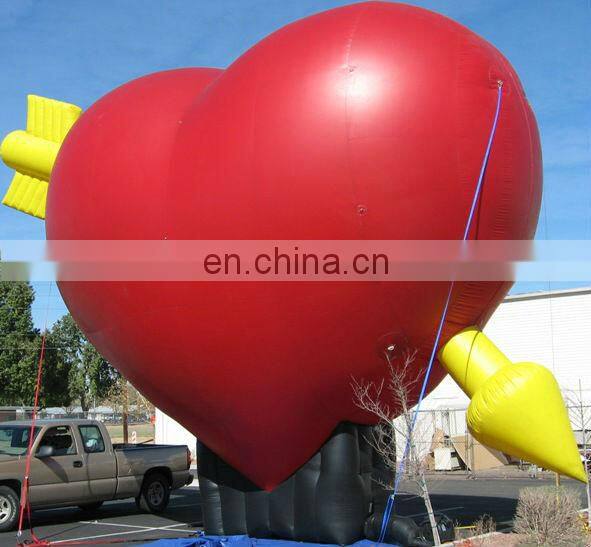 Large inflatable helium heart balloon for advertisment