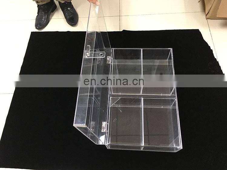 Factory Custom Plexiglass Lucite Big Large Clear Acrylic Storage box Hinged Cover With 4 Small Case Suitcase