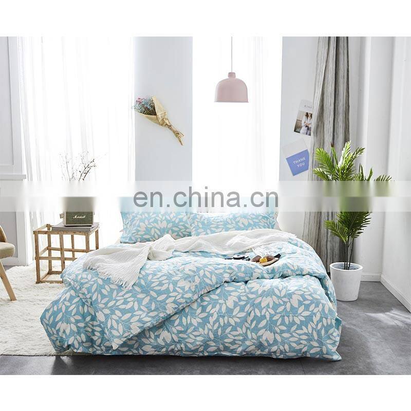 i@home bedding linen 100% cotton modern bed sets linen sheets duvet cover with leaves delicate pattern for living room