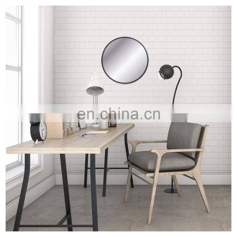 Contemporary iron frame round wall mounted black mirror