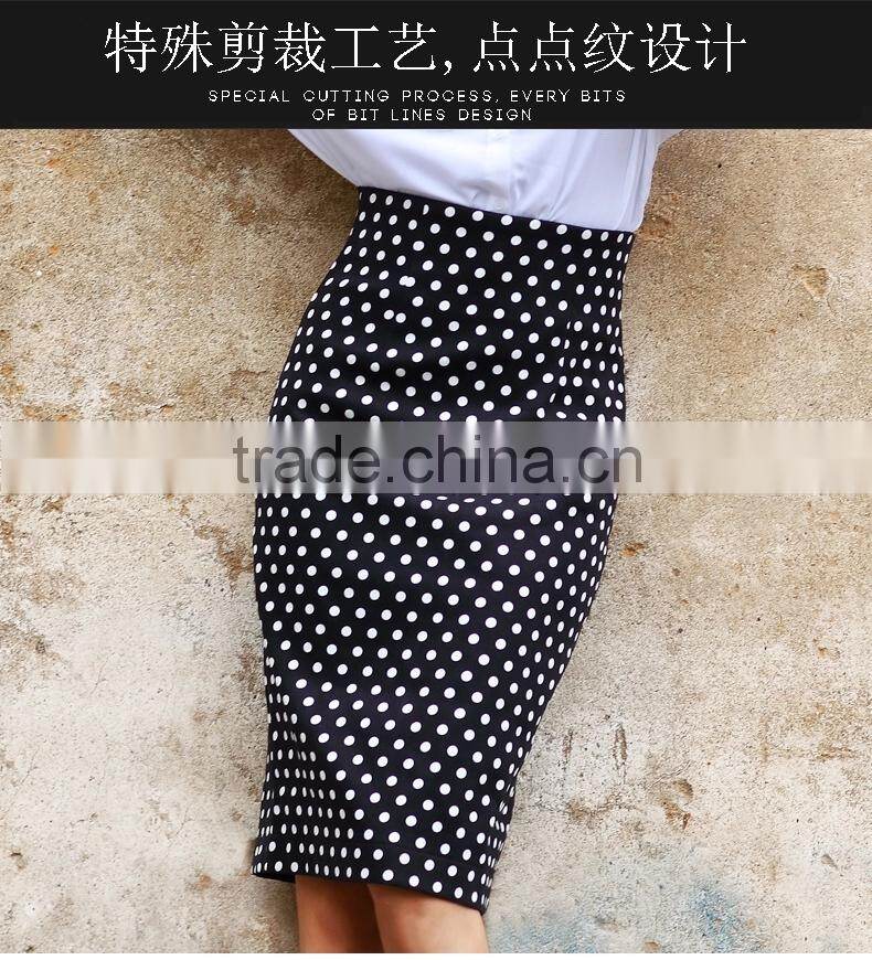 New Arrvial Fashion Latest Lady Dotted Print Pencil Skirt OEM Wholesale China
