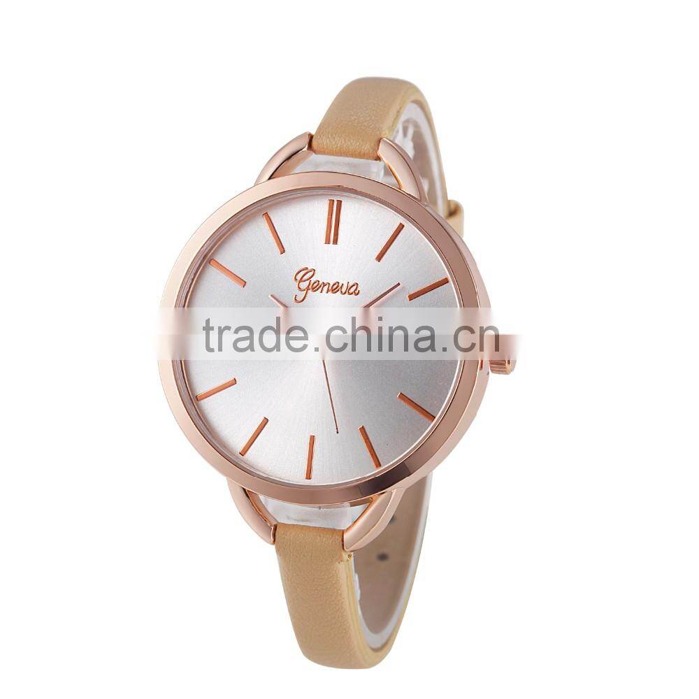 Small size strap band geneva lady leather watch wrist watch