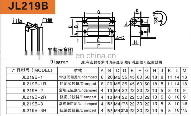 JL219B ZDC BK Powder Coated Industrial External Hinges