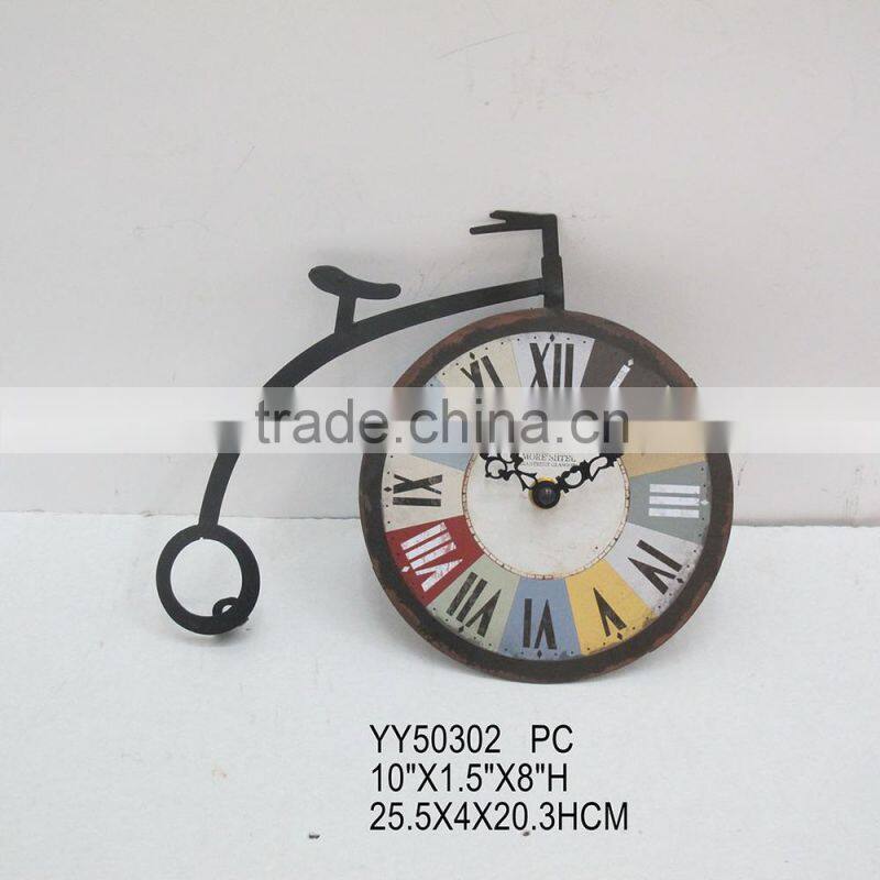 bicycle shape metal clock for wall decoration, wholesale cheap clock, wall mounted clock