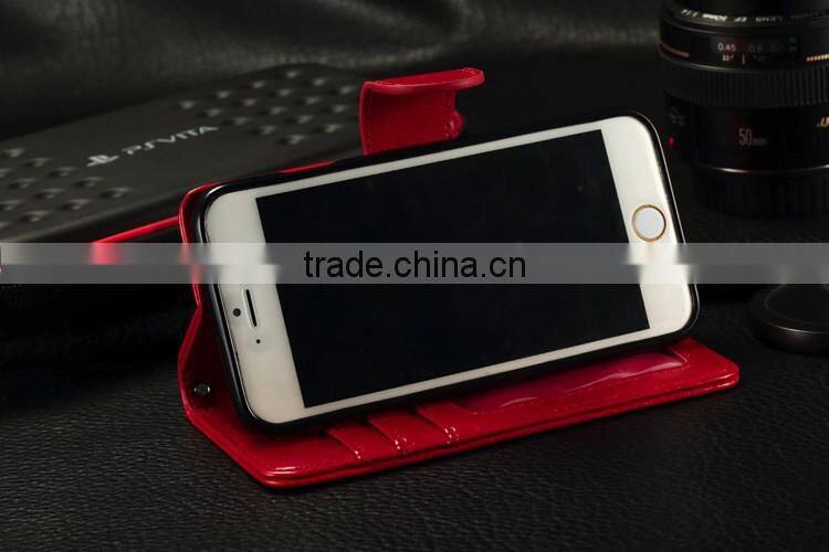 2016 Wholesale PU leather smart phone real leather phone cover for Iphone 6 wallet case