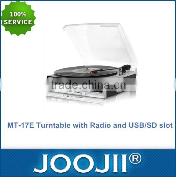 2015 Hot Selling 3 Speed Turntable With lift-lever & USB/SD Recording & Radio & Stereo Built-in speaker
