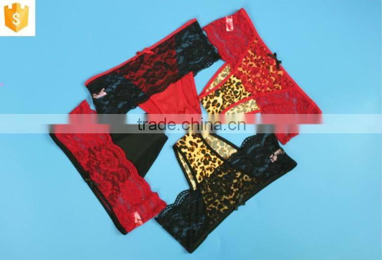 Extreme nylon lace fabric and leopard cotton women string