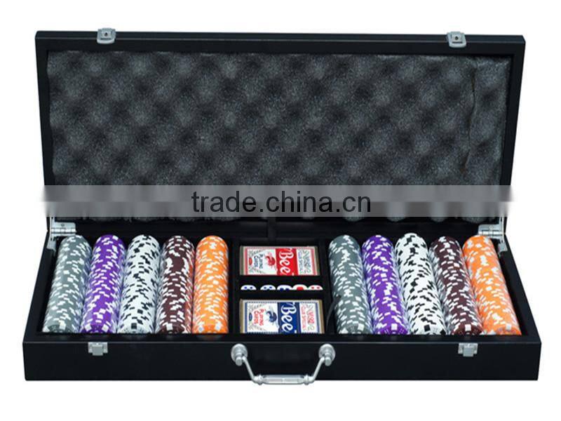 high quality cheap plastic poker chips set with wooden box