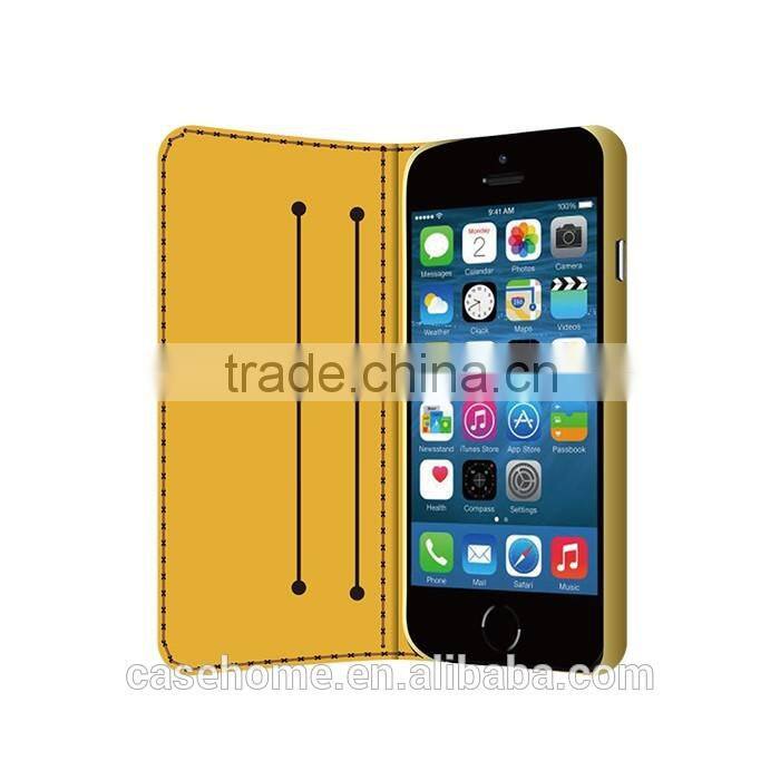 Stitching Yellow PU Leather Material Flip Wallet Case for iphone 6 6 plus