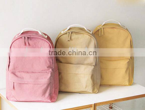 Travelling backpack bag canvas material made