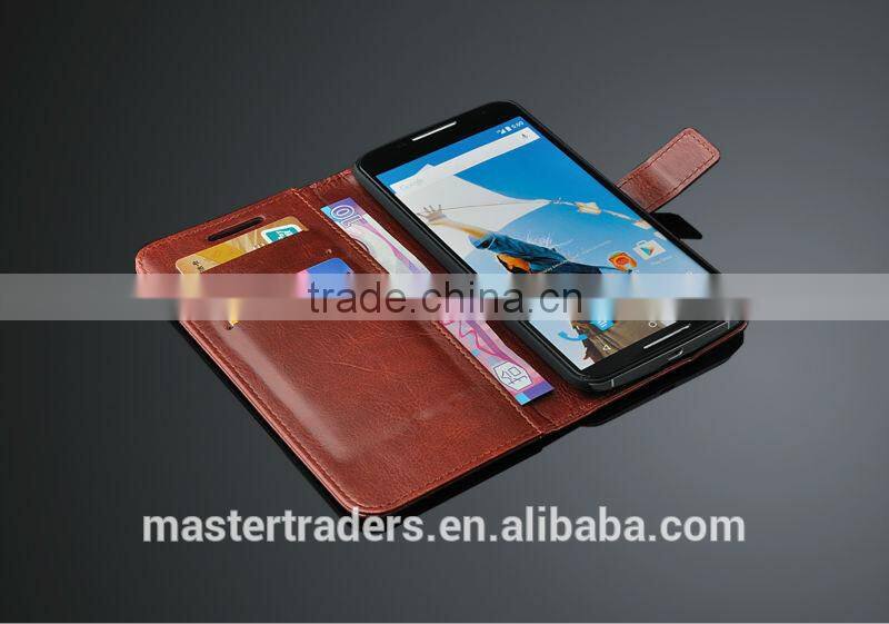 Original Fashion 64 Grain Stand Holder Wallet Flip PU Leather Case For Motorola Google 6 MT-3101