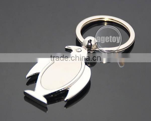 Promotional High Quality Zinc Alloy Custom Or Wholesale Blank Silver Metal Penguin Keychain
