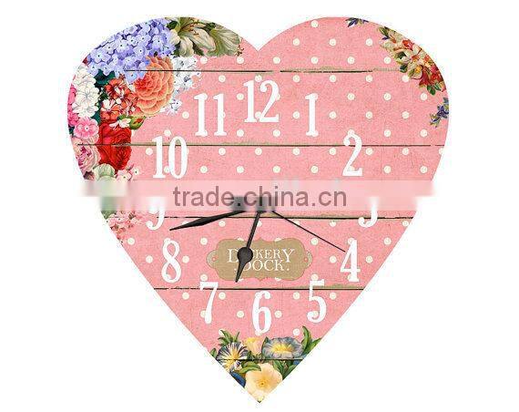 New design heart style wooden wall clock