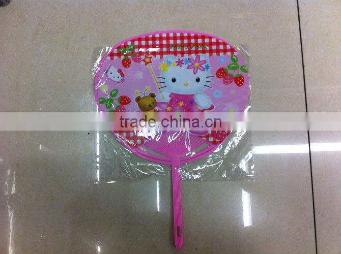decorative hand fans with cartoon pink cat