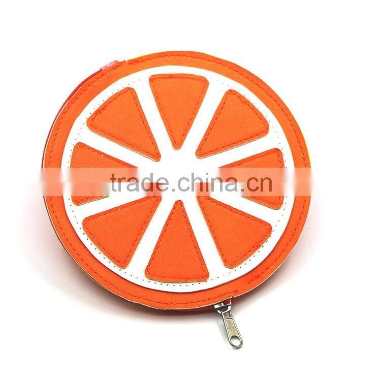 Orange surface fruit PU wallet bag coin purse pouch