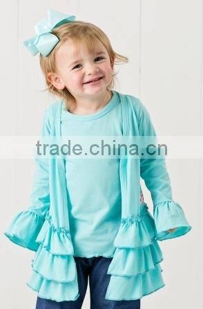 Stylish Long Sleeve ruffled children Cardigan Buttonless girls cardigan
