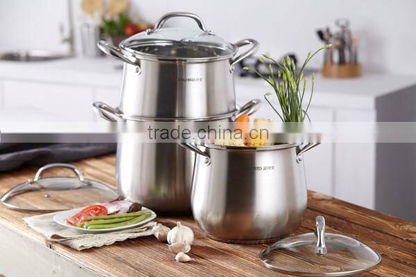 2016 New Charms induction cooking pot fabrication&Stainless Steel Enamel Casserole 3&High quality threes layers steamers