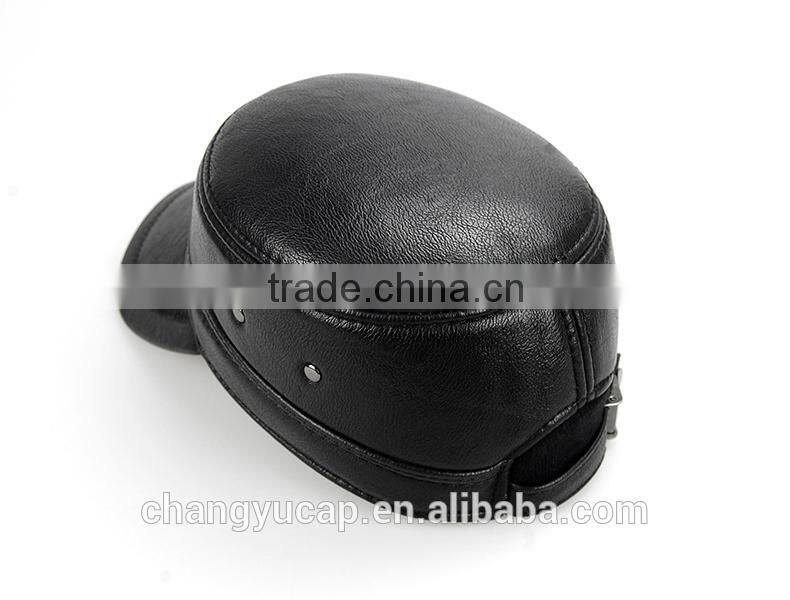 Haute Couture PU Flat Cap/Ear protection Cap/Cotton-Padded Cap