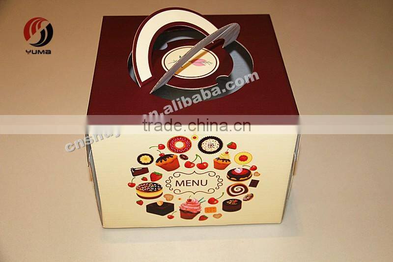 birthday food grade brown cake box with handle