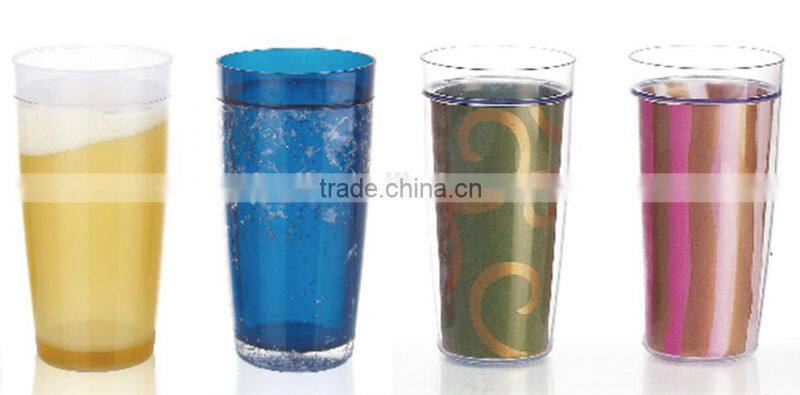 double wall plastic tumbler with color paper,ice tumbler,freezer tumbler