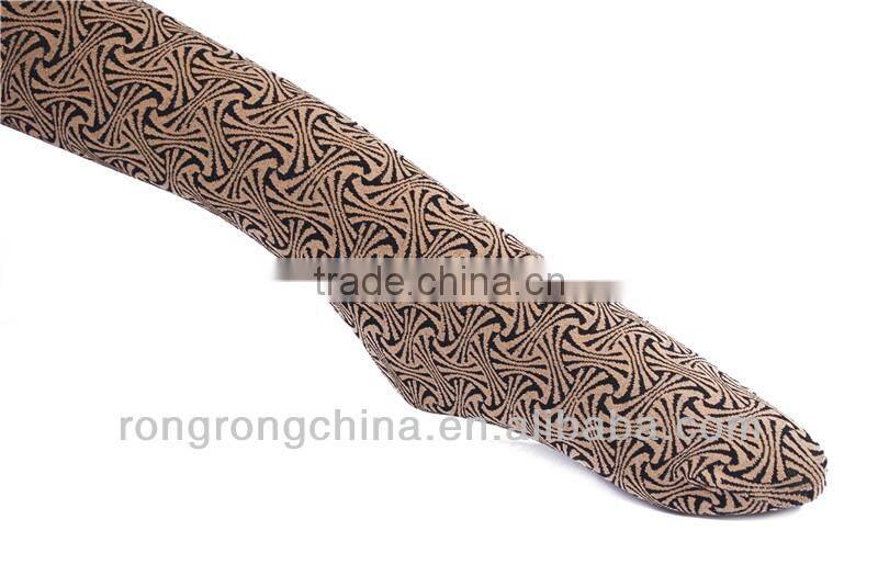 charming nude coffee flower design opaque pantyhose