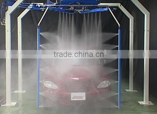 Touchless car wash machine with shampoo and wax systems