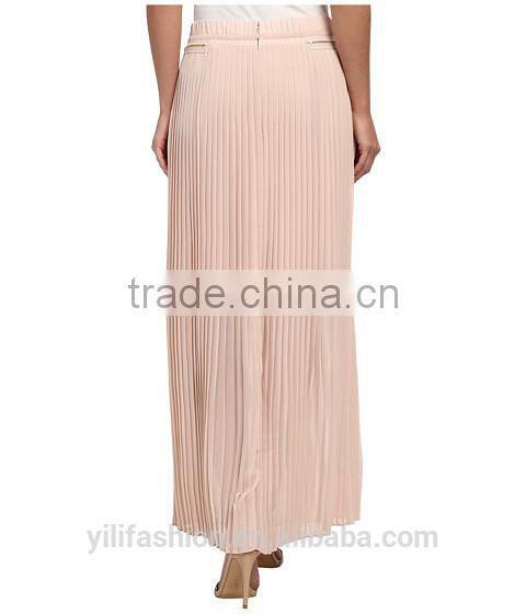 Maxi skirt with accordion style design Elastic waistband long dress