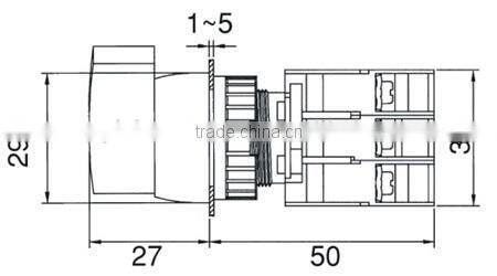 22mm IP65 Waterproof 2 Position Spring Return Long Lever Illuminated Selector Switch Neon/LED (GLSRL222)