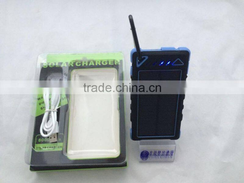 China factory direct supply solar phone charger, high quality outdoor water proof solar charger, new model solar mobile charger