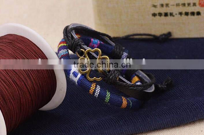 2016 Hign Quality Leather Bracelet Cloth Fabric Bangle Wholesale