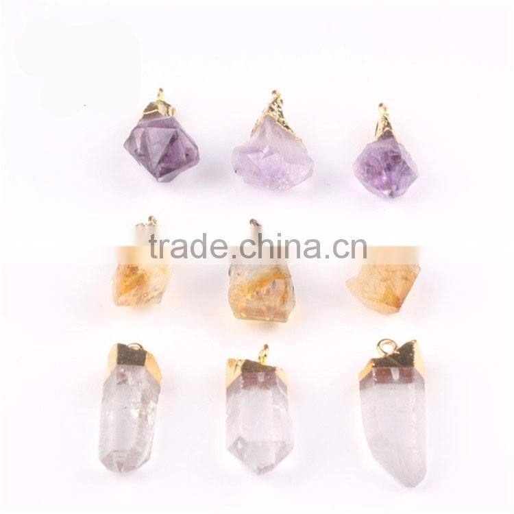 Popular Natural Stone Necklaces For Women Quartz Gem Stone Crystal pendant Necklace--OEM welcome