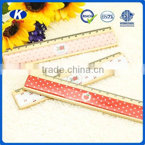 New style wood 15cm ruler with 4c paper for school