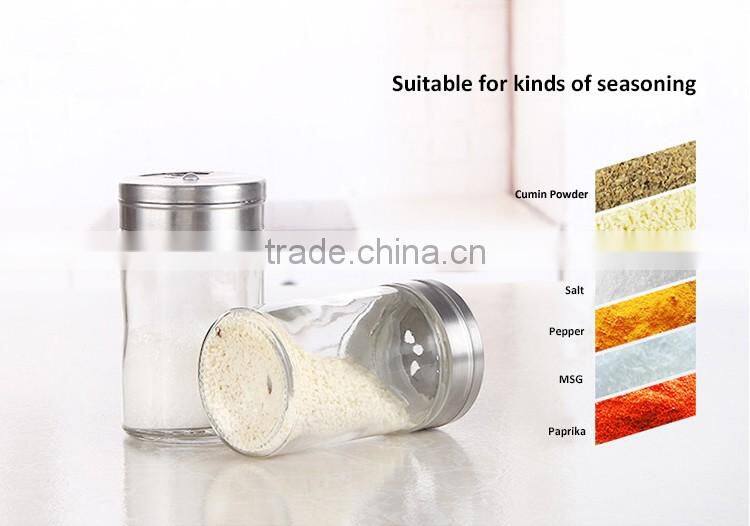 5pcs Clear Glass Spice Shaker With Stainless Steel Shelf