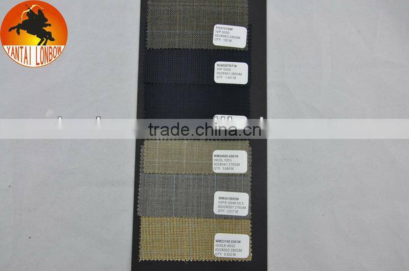 check fine quality Italia design worsted wool silk men's jacketing fabric